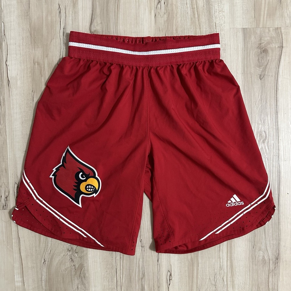 Louisville Cardinals Basketball Red 21/22 Game Used Adidas Shorts M + 2